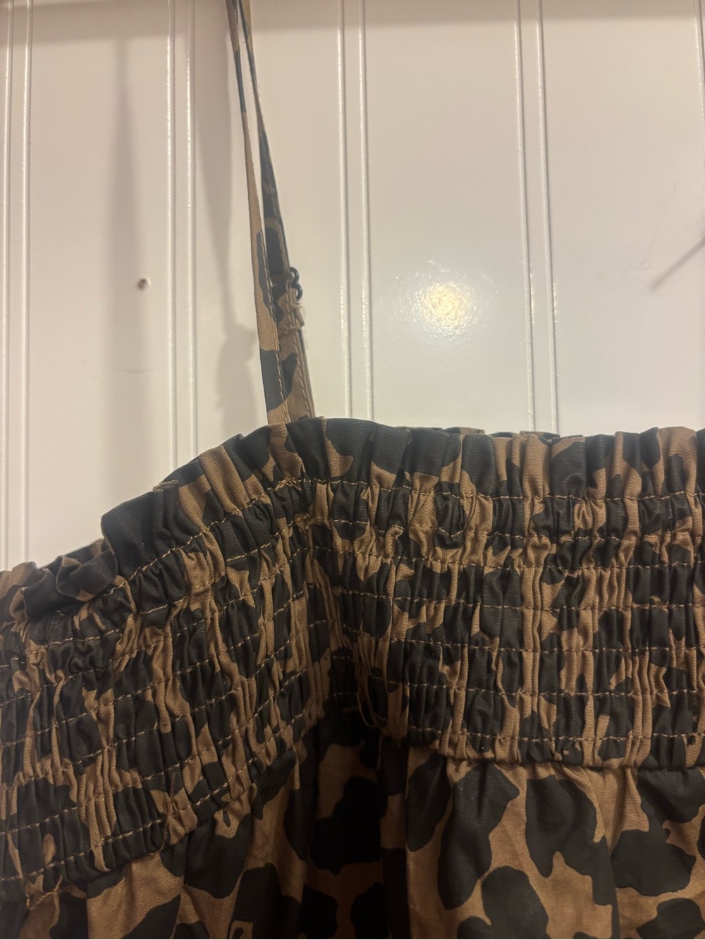 Things Between Leopard Print Smocked Strap Maxi Dress - Brown - Picture 4 of 5